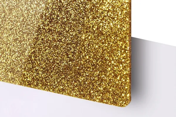 Plancha Metacrilato Purpurina Dorado