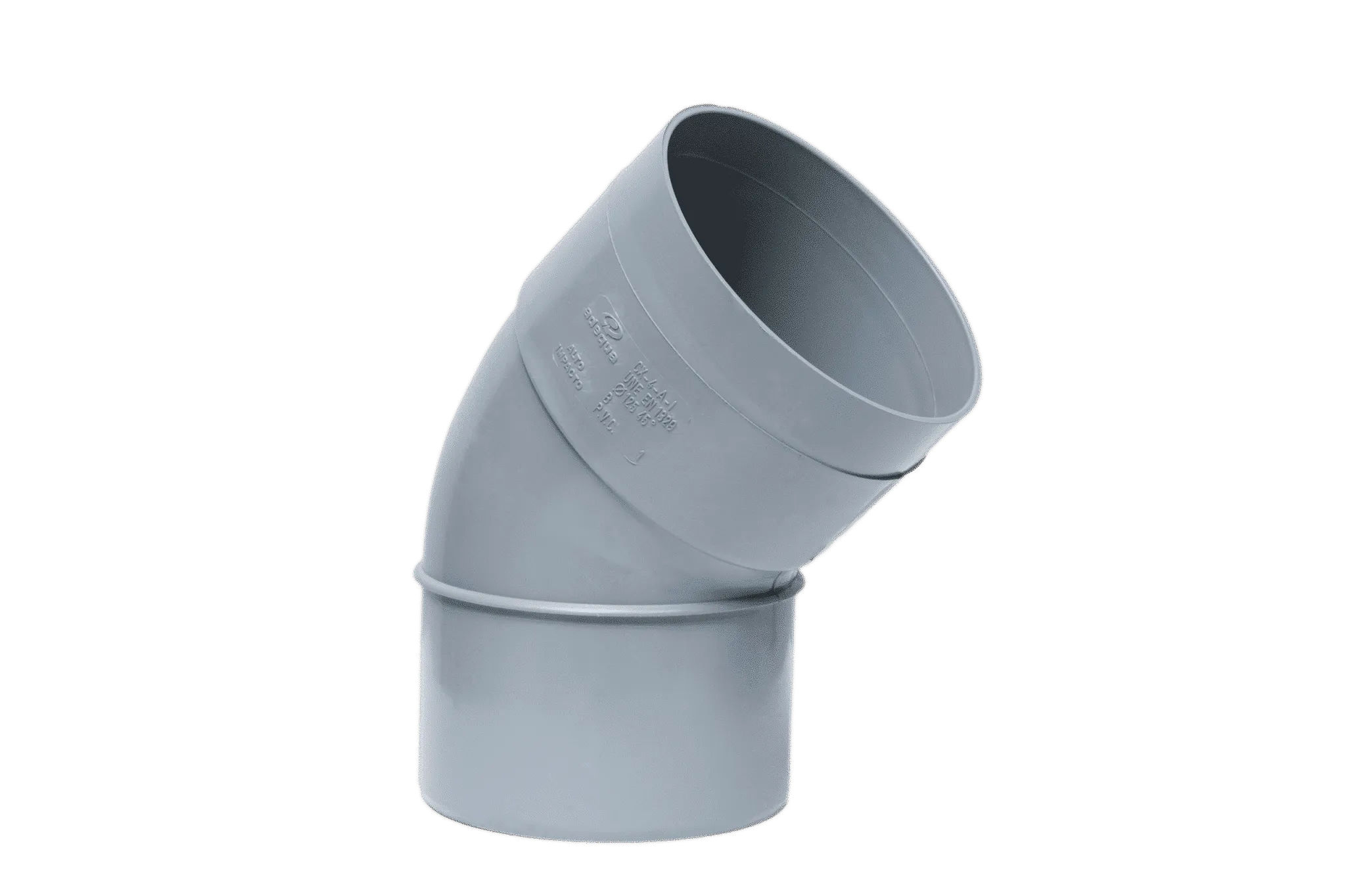 Codo PVC 75 mm 45º M-H Gris